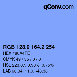 カラーコード: RGB 128.9 164.2 254 | qconv.com