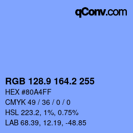 Color code: RGB 128.9 164.2 255 | qconv.com