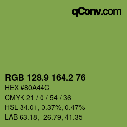 カラーコード: RGB 128.9 164.2 76 | qconv.com