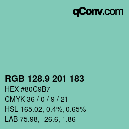 Color code: RGB 128.9 201 183 | qconv.com