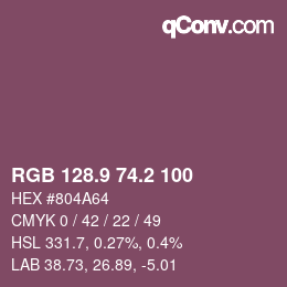 カラーコード: RGB 128.9 74.2 100 | qconv.com