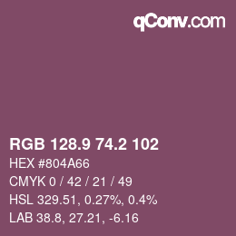 カラーコード: RGB 128.9 74.2 102 | qconv.com