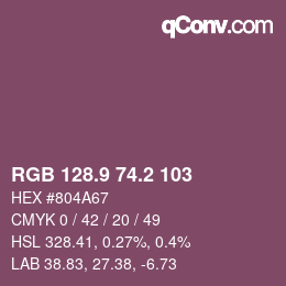 カラーコード: RGB 128.9 74.2 103 | qconv.com