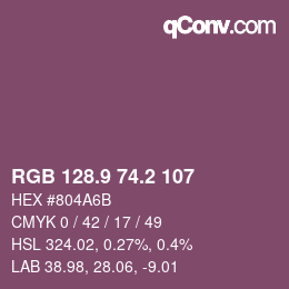 Color code: RGB 128.9 74.2 107 | qconv.com
