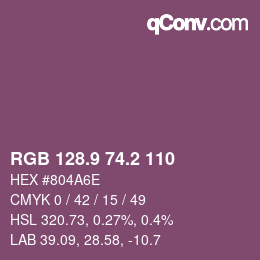 カラーコード: RGB 128.9 74.2 110 | qconv.com