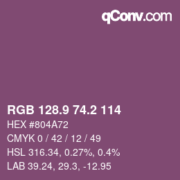 カラーコード: RGB 128.9 74.2 114 | qconv.com