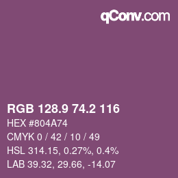 Farbcode: RGB 128.9 74.2 116 | qconv.com