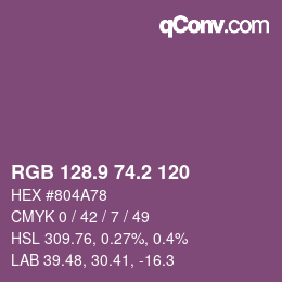 カラーコード: RGB 128.9 74.2 120 | qconv.com