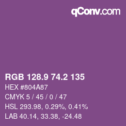 カラーコード: RGB 128.9 74.2 135 | qconv.com