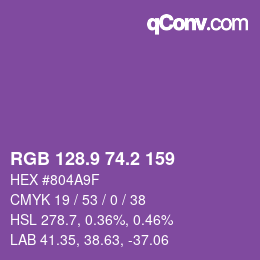 カラーコード: RGB 128.9 74.2 159 | qconv.com