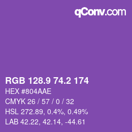 カラーコード: RGB 128.9 74.2 174 | qconv.com