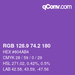 カラーコード: RGB 128.9 74.2 180 | qconv.com