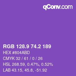 カラーコード: RGB 128.9 74.2 189 | qconv.com