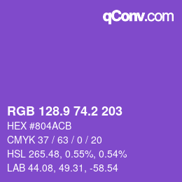 カラーコード: RGB 128.9 74.2 203 | qconv.com