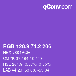 カラーコード: RGB 128.9 74.2 206 | qconv.com