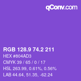 カラーコード: RGB 128.9 74.2 211 | qconv.com