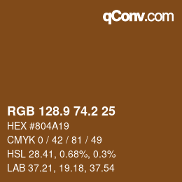 カラーコード: RGB 128.9 74.2 25 | qconv.com