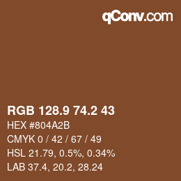 Color code: RGB 128.9 74.2 43 | qconv.com