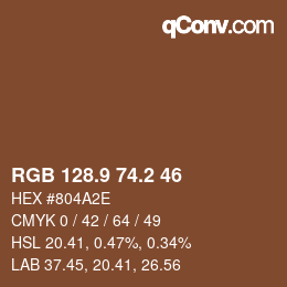 Color code: RGB 128.9 74.2 46 | qconv.com