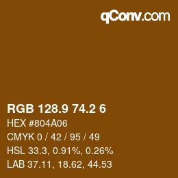 Farbcode: RGB 128.9 74.2 6 | qconv.com
