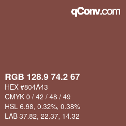 Color code: RGB 128.9 74.2 67 | qconv.com