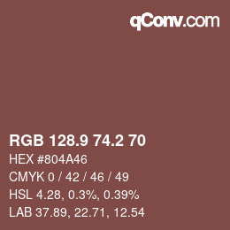 カラーコード: RGB 128.9 74.2 70 | qconv.com