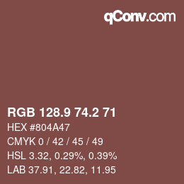 Color code: RGB 128.9 74.2 71 | qconv.com