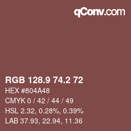 カラーコード: RGB 128.9 74.2 72 | qconv.com