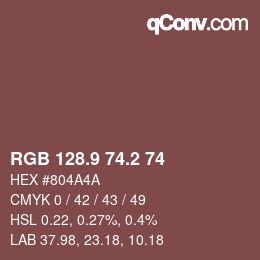 Color code: RGB 128.9 74.2 74 | qconv.com