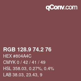 Color code: RGB 128.9 74.2 76 | qconv.com