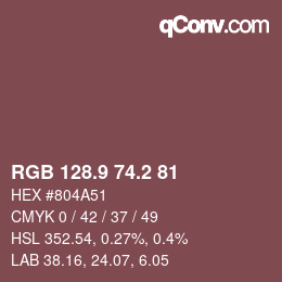 Color code: RGB 128.9 74.2 81 | qconv.com