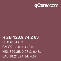 カラーコード: RGB 128.9 74.2 83 | qconv.com