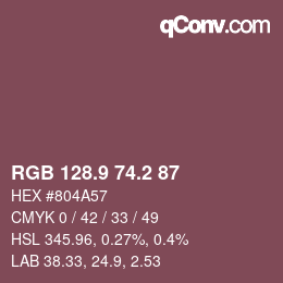カラーコード: RGB 128.9 74.2 87 | qconv.com