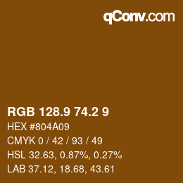 Color code: RGB 128.9 74.2 9 | qconv.com
