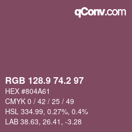 カラーコード: RGB 128.9 74.2 97 | qconv.com