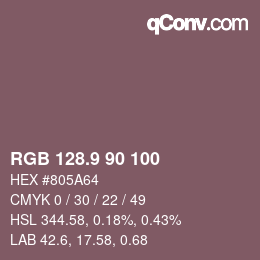 カラーコード: RGB 128.9 90 100 | qconv.com