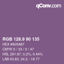 カラーコード: RGB 128.9 90 135 | qconv.com