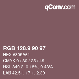 Color code: RGB 128.9 90 97 | qconv.com