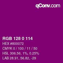 Color code: RGB 128 0 114 | qconv.com