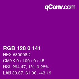 Color code: RGB 128 0 141 | qconv.com