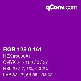 Color code: RGB 128 0 161 | qconv.com