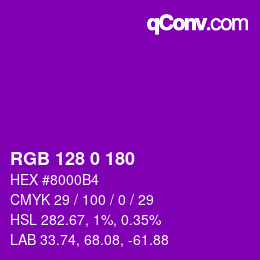 Color code: RGB 128 0 180 | qconv.com