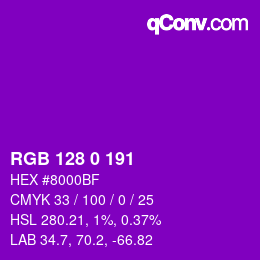 Color code: RGB 128 0 191 | qconv.com
