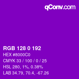 Color code: RGB 128 0 192 | qconv.com