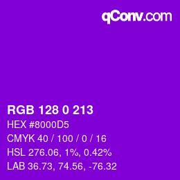 Color code: RGB 128 0 213 | qconv.com