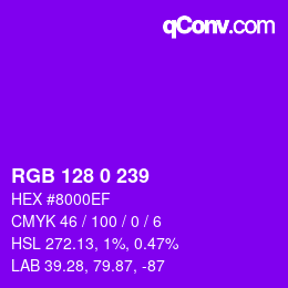 Color code: RGB 128 0 239 | qconv.com