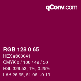 颜色代码: RGB 128 0 65 | qconv.com