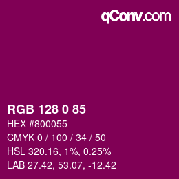 Color code: RGB 128 0 85 | qconv.com