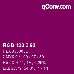 Color code: RGB 128 0 93 | qconv.com