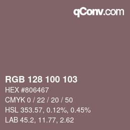 Color code: RGB 128 100 103 | qconv.com